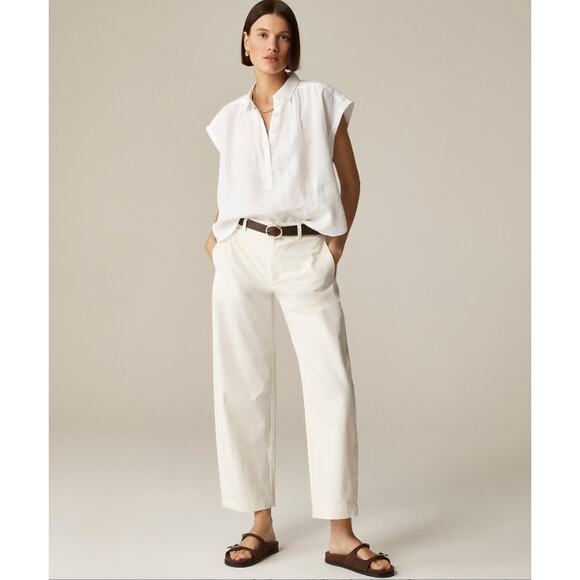 .Crew New Capitaine Shirt WMNS XS White Baird McNutt Irish Linen Short Sleeve - Picture 2 of 7